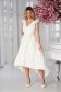 Dress StarShinerS cream asymmetrical occasional cloche from satin sleeveless with lace details 1 - StarShinerS.com
