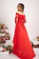 StarShinerS red occasional asymmetrical cloche dress accessorized with tied waistband laced 2 - StarShinerS.com