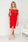 Dress StarShinerS red off-shoulder elegant with raised flowers off-shoulder cloth 3 - StarShinerS.com