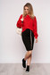 Red women`s blouse casual cotton short cut flared with crystal embellished details 3 - StarShinerS.com