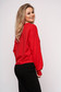 Red women`s blouse casual cotton short cut flared with crystal embellished details 2 - StarShinerS.com