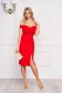 StarShinerS red dress slit occasional off-shoulder midi pencil 3 - StarShinerS.com