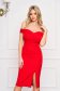 StarShinerS red dress slit occasional off-shoulder midi pencil 1 - StarShinerS.com