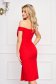 StarShinerS red dress slit occasional off-shoulder midi pencil 2 - StarShinerS.com