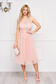 Dress - StarShinerS peach midi cloche laced accessorized with tied waistband 1 - StarShinerS.com