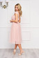 Dress - StarShinerS peach midi cloche laced accessorized with tied waistband 3 - StarShinerS.com