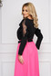 Bluza dama SunShine neagra eleganta scurta cu croi larg din voal cu aplicatii de dantela 2 - StarShinerS.ro