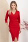Rochie din crep rosie pana la genunchi tip creion cu decolteu petrecut - StarShinerS 1 - StarShinerS.ro