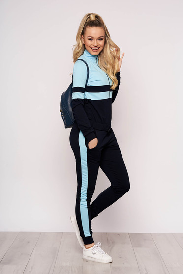 Trening dama SunShine albastru deschis casual din bumbac din doua piese cu pantaloni