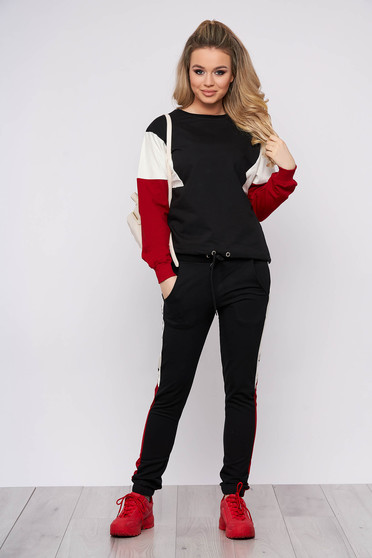 Trening dama SunShine rosu sport din bumbac din doua piese cu pantaloni si bluza