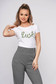 White casual tented short cut t-shirt with writing print short sleeves 1 - StarShinerS.com