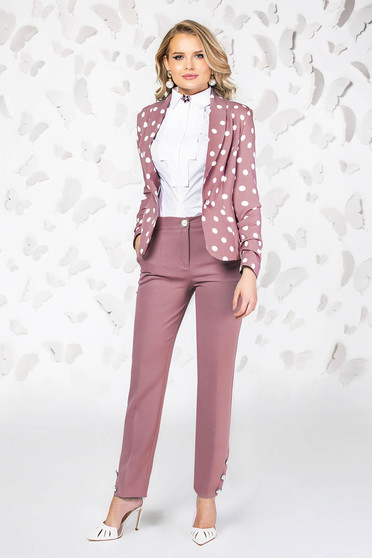 Pantaloni PrettyGirl roz eleganti cu un croi drept cu talie medie cu buzunare