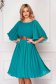 Rochie StarShinerS verde eleganta midi din voal plisat cu cordon brodat in atelierele StarShinerS 1 - StarShinerS.ro