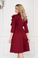 Burgundy dress elegant midi cloche cloth thin fabric with ruffled sleeves 2 - StarShinerS.com