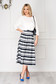 StarShinerS darkblue skirt office midi cloche with pockets with stripes 3 - StarShinerS.com