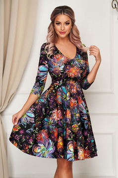 StarShinerS purple daily cloche dress with floral prints kotott with 3/4 sleeves