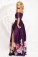 Purple dress long cloche with floral print off-shoulder taffeta 2 - StarShinerS.com
