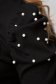 Bluza dama din tricot reiat neagra mulata cu umeri cu volum si aplicatii cu perle - SunShine 5 - StarShinerS.ro