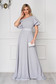 Dress StarShinerS grey long occasional cloche from veil fabric one shoulder 3 - StarShinerS.com