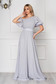 Dress StarShinerS grey long occasional cloche from veil fabric one shoulder 1 - StarShinerS.com