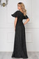 Dress StarShinerS black long occasional cloche from veil fabric one shoulder 2 - StarShinerS.com