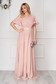 Dress StarShinerS lightpink long occasional cloche from veil fabric one shoulder 1 - StarShinerS.com