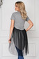 T-shirt StarShinerS grey casual asymmetrical stretch flared with net accessory 2 - StarShinerS.com