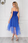 Rochie albastra scurta de ocazie asimetrica in clos din tul fara bretele 2 - StarShinerS.ro