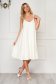 Dress StarShinerS cream elegant midi flared with straps with floral details 4 - StarShinerS.com