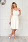 Dress StarShinerS cream elegant midi flared with straps with floral details 6 - StarShinerS.com