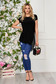 StarShinerS black women`s blouse casual long flared jersey with fringes 3 - StarShinerS.com