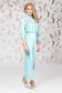 Turquoise trousers high waisted flaring cut slightly elastic fabric 1 - StarShinerS.com