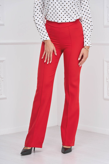 Pantaloni & Blugi, Pantaloni, marimea S, Pantaloni din stofa elastica rosii lungi evazati - StarShinerS - StarShinerS.ro