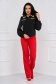 Pantaloni din stofa usor elastica rosii lungi evazati cu talie inalta - StarShinerS 3 - StarShinerS.ro