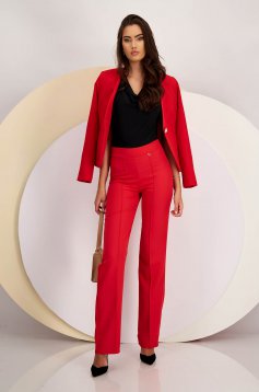 Red trousers flared slightly elastic fabric long - StarShinerS high waisted