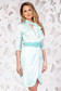 Turquoise elegant short cut pencil dress wrap over skirt 1 - StarShinerS.com