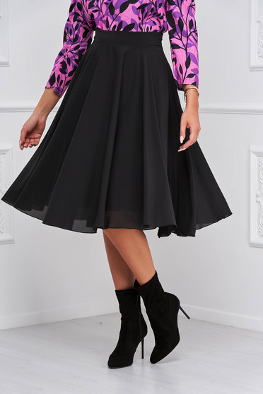 - StarShinerS midi cloche from veil fabric high waisted black skirt