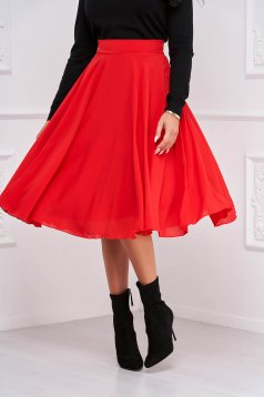 - StarShinerS midi cloche from veil fabric high waisted red skirt