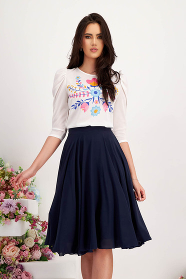 Cloche skirts, - StarShinerS midi cloche from veil fabric high waisted dark blue skirt - StarShinerS.com