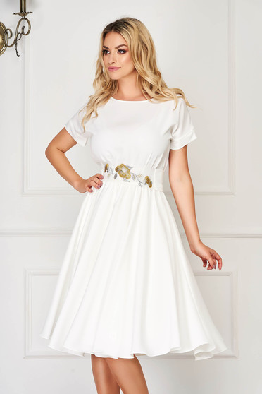 StarShinerS ivory dress elegant midi cloche with embroidery details