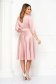 Rochie din voal satinat roz-deschis midi in clos accesorizata cu o catarama - PrettyGirl 2 - StarShinerS.ro