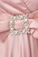 Rochie din voal satinat roz-deschis midi in clos accesorizata cu o catarama - PrettyGirl 5 - StarShinerS.ro