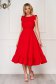 Red Midi A-Line Dress from Thin Material with Cutout Back - StarShinerS 1 - StarShinerS.com