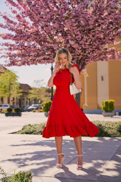 Red elegant midi StarShinerS dress cloth