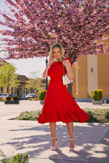 Online Dresses, Red elegant midi StarShinerS dress cloth - StarShinerS.com