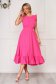 Pink midi A-line dress made of thin fabric with open back - StarShinerS 1 - StarShinerS.com