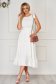 Midi white linen-like thin material dress with a cut-out back - StarShinerS 3 - StarShinerS.com