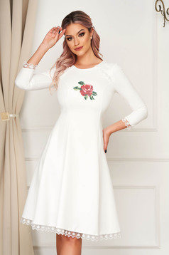 StarShinerS white dress elegant midi cloche cloth