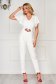 - StarShinerS white jumpsuit arched cut slightly elastic fabric accessorized with tied waistband embroidered 1 - StarShinerS.com