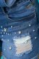 Salopeta SunShine albastra casual scurta cu un croi mulat din bumbac usor elastic cu aplicatii cu margele 6 - StarShinerS.ro